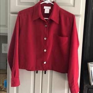 Cropped red dress shirt